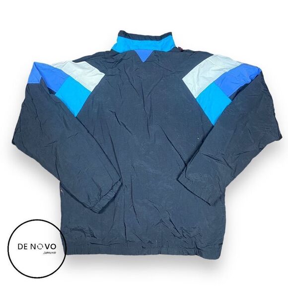 Cheetah Men's Vintage Full Zip Windbreaker Jacket Size Medium Black&blue - Picture 4 of 7